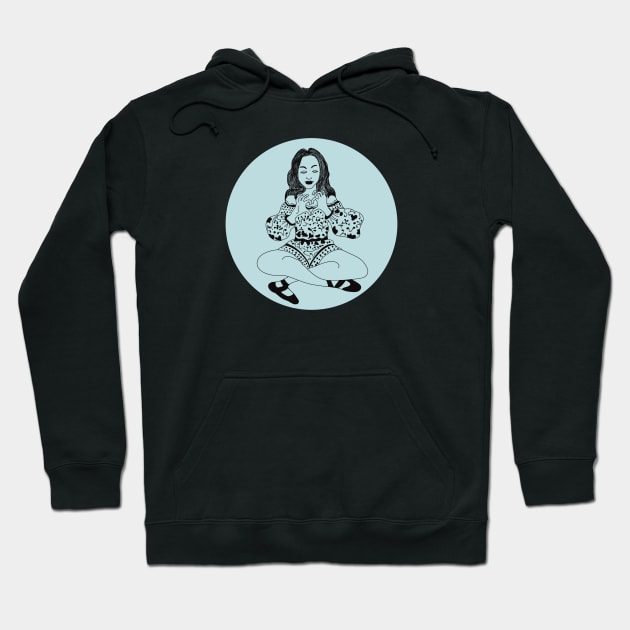 Yoga girl heart hands Hoodie by Janpaints